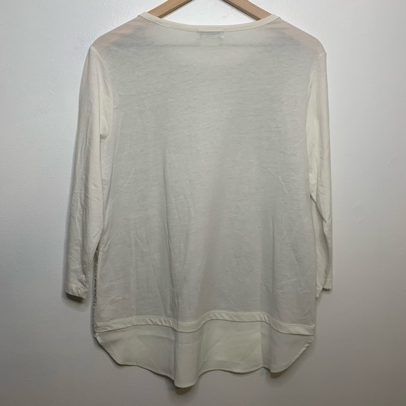 Van Heusen 3/4 Sleeves White and Grey Top Medium - Picture 8 of 8